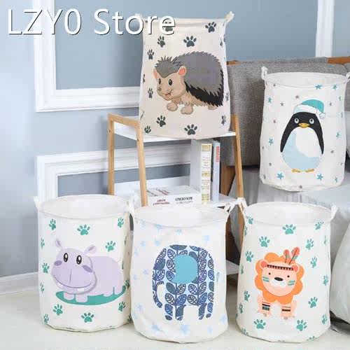 1pc Fabric Folding Cartoon Dirty Clothes Toy Storage Bucket