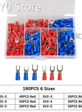 190Pcs Crimp Terminal Spade Fork Connector Wire Connector In