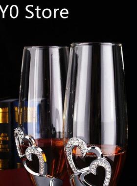 Champagne Toasting Flutes Wedding Accessories, Silver Hearts