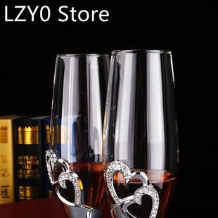 Champagne Toasting Flutes Wedding Accessories, Silver Hearts