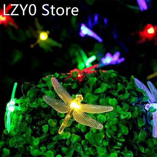 20/30pcs LED Solar Powered Dragonfly Fiber Optic Fairy Strin