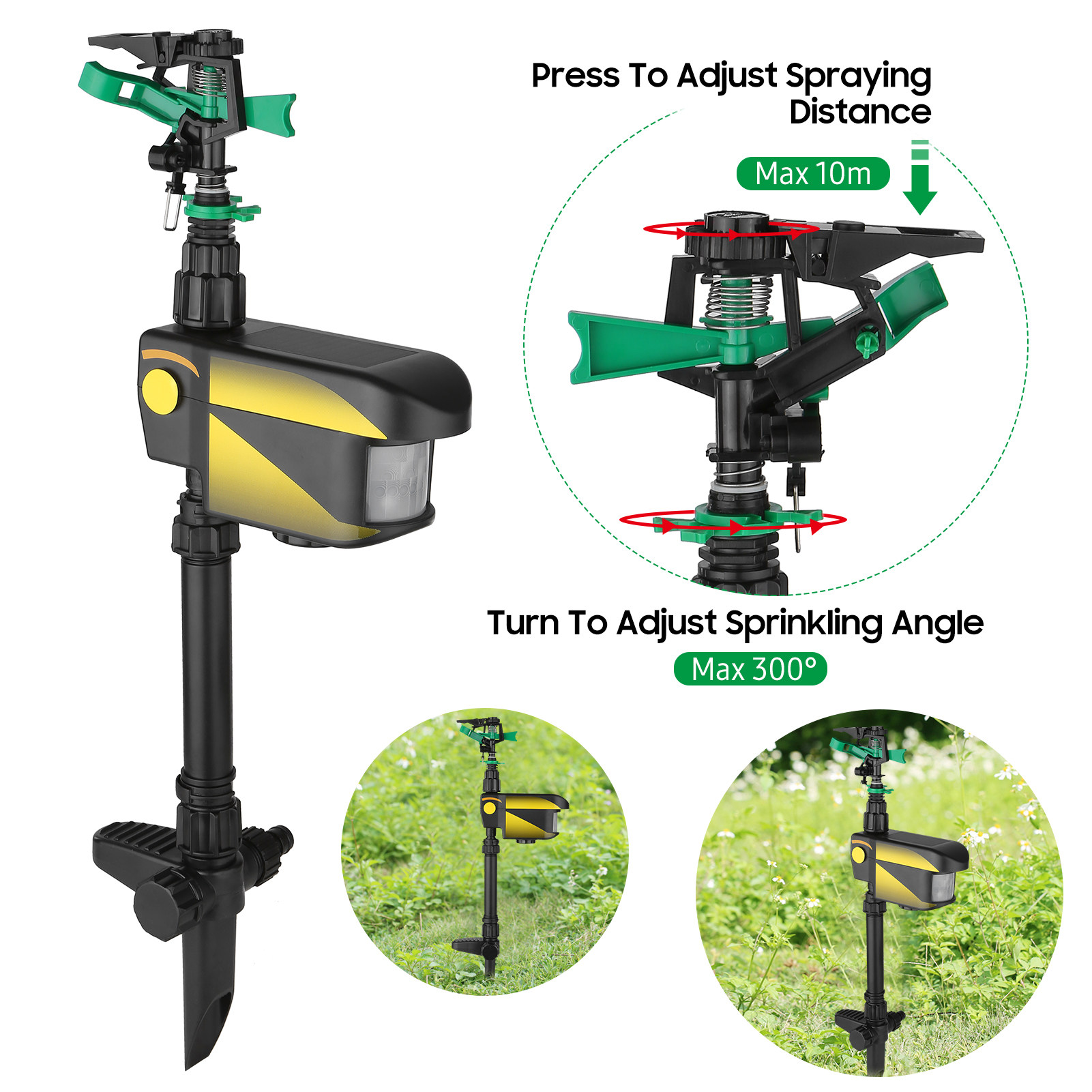 Sprinkler Automatic Rotating Large Area Solar Powered Motion