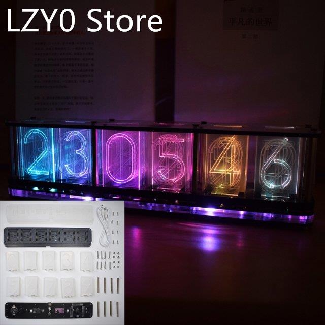 DIY Kits RGB LED Imitate Glow Tube Clock LED Music Spectrum
