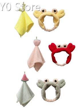 Hanging Hand Towel with Cute Crab Shape Headband Holiday Gif