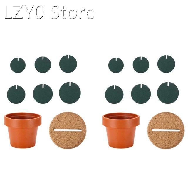 1 /2 Sets Creative DIY Cactus Green Coasters with Flowerpot