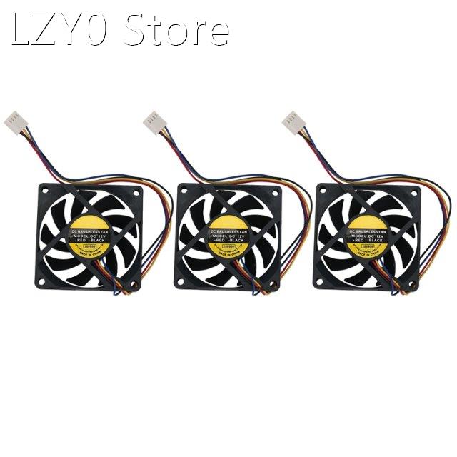 3Pcs DC12V 0.23A 4P 70Mmx15mm Cooling Fan For Computer Case