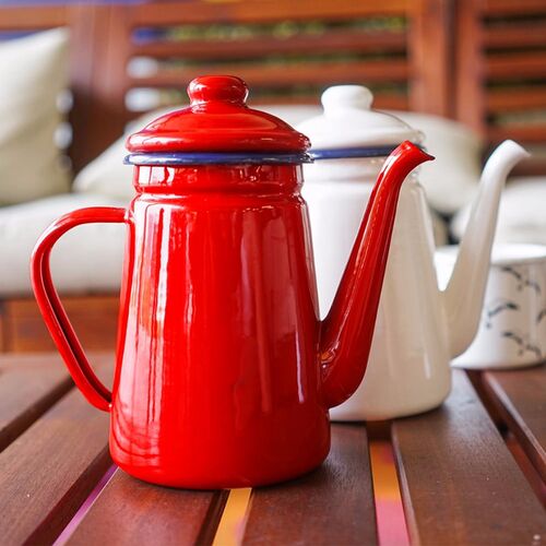 1.1L Enamel Coffee Pot Hand Tea Kettle Induction Cooker Gas