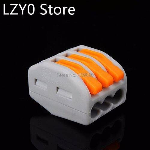 100PCS Spring Lever Push Fit Reuseable Cable 3 Wire Pole Ins