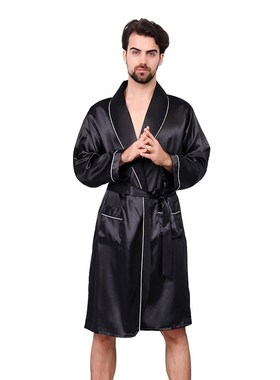 Luxury Designer Men's Silk Kimono Robe Plus 5XL Long Sleeve