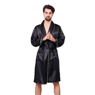 Luxury Designer Men's Silk Kimono Robe Plus 5XL Long Sleeve