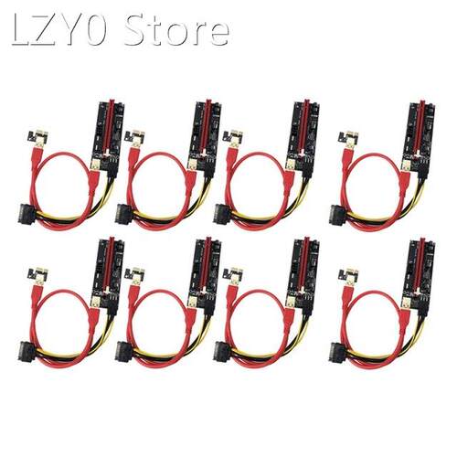 8 Pack PCIe Dual Chip 16X to 1X Powered Riser Adapter Card,
