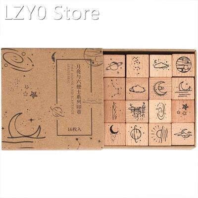 Wooden Planet Rubber Stamp Set Vintage Scrapbooking Making D