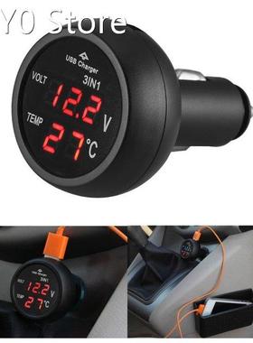 3 in 1 12/24V Car Auto LED Digital Voltmeter Gauge+Thermomet