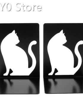 2 Pcs Decorative Iron Bookend Book Holder Creative Hollow-ou