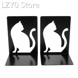 2 Pcs Decorative Iron Bookend Book Holder Creative Hollow-ou