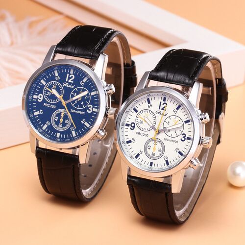 Business sport Men Watch Quality Fashion Numerals Faux Leat
