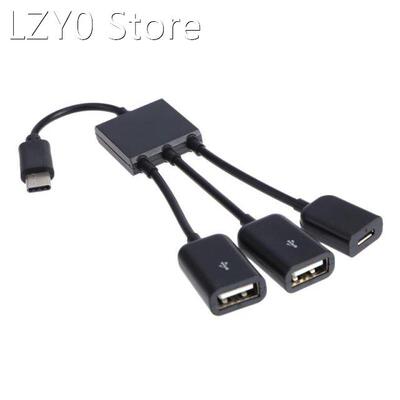 USB 3.1 Type C to Dual 2 Port USB2.0 Hub +Micro USB Extender