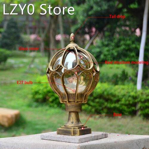1Pcs Outdoor Pillar Lamp Globe Glass Shade Door Post Lamp Wa