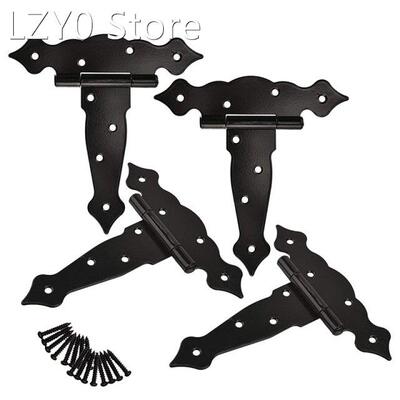 T-Shaped Flower Hinge Slotted Bearing Door 6 Inch Black Lacq