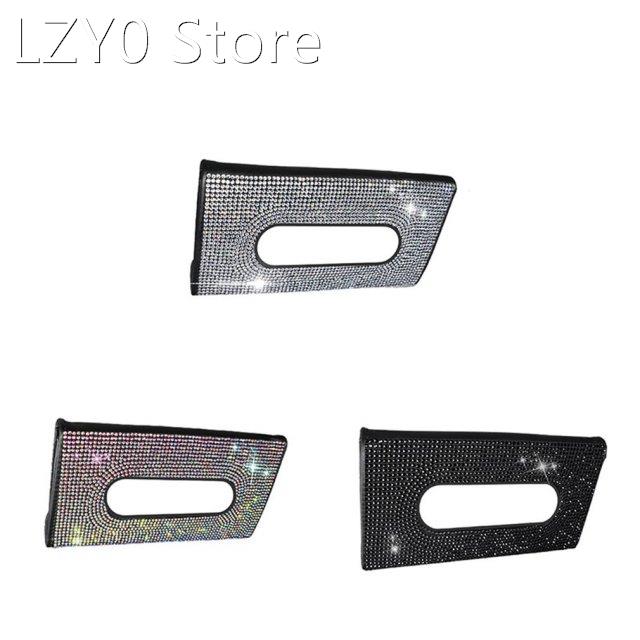 1 Pcs Sturdy Car Tissue Box Holder Creative Rhinestone Drawe