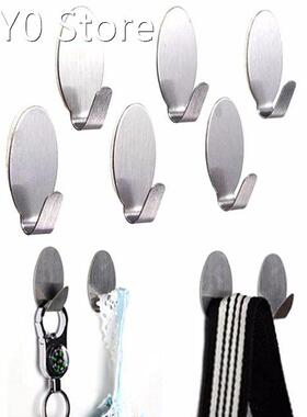 6PCS Stick On Silver Hook Strong Self Adhesive Sticky Coat H