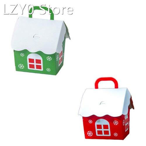 New 10pcs House Shape Christmas Candy Box Gift Cookie Snack