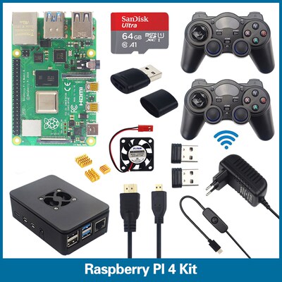 S ROBOT Raspberry Pi 4 Model B Game Kit+ Gamepads controlle