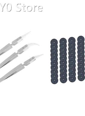3 Pcs Antistatic Ceramic Tweezers Inverted Tweezers & 50
