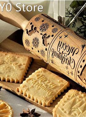 Nativity Engraved Rolling Pin Non-Stick Wooden Embossed Doug