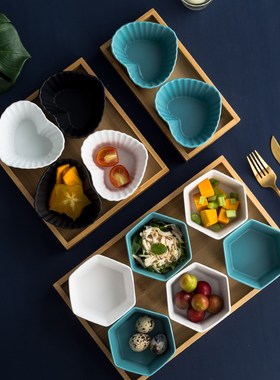 Nordic Style Creative Divided Snacks Plates with Bamboo Tray