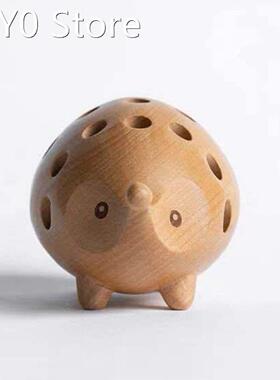 2021 Creative Solid Wood Hedgehog Pen Holder Container Offic