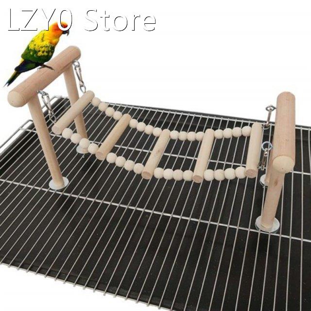 Wooden Parrot Perches Stand Toys Swing Climbing Ladder Toy P
