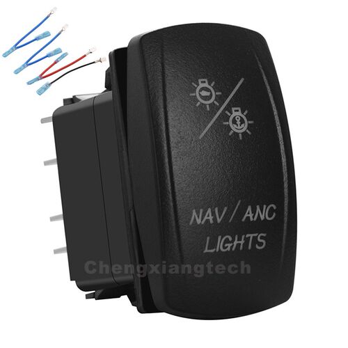NAV/ANC LIGHTS Green Led 12v/24v Toggle Rocker Push Switch