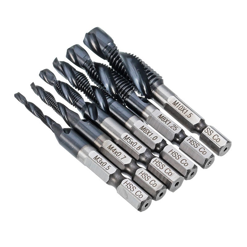 6pc/set HRC89 M3-M10 Combination Drill Tap Bit Set TiAlN Coa