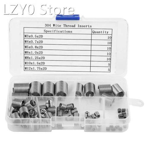 60Pcs/Set M3-M12 Screw Thread Inserts Stainless Steel Coiled