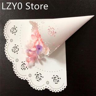 50pcs Dried Flower Wrappers Heart Pattern Cone Hollow out Pa