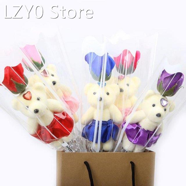 1pcs Scented Bath Soap Rose Bear Soap Flower Petal With Gift