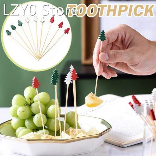 50/100 PCS Christmas Fruit Picks Disposable Dessert Food Pic
