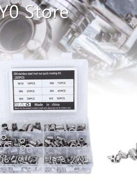 205pcs M3-M10 Stainless Steel Rivet Nut Quick Riveting Assor