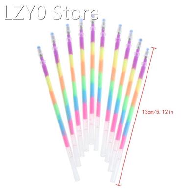 10Pcs Colorful 6 in 1 Highlighter Gel Pens Refills Student O