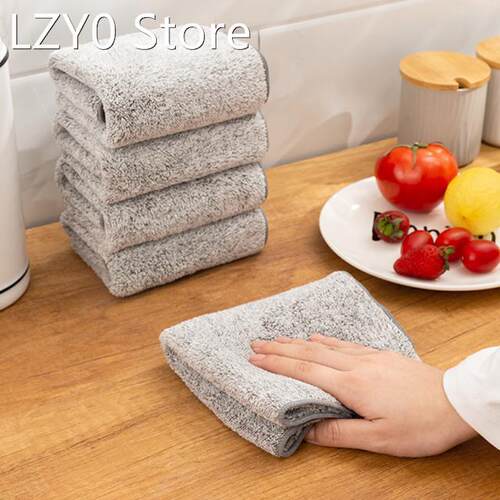 1/3Pcs Bamboo Charcoal Dishcloth Household Microfiber Absorb