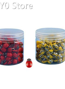 50 Pcs Creative Ladybug-like Wooden Pushpins Set Paper Photo