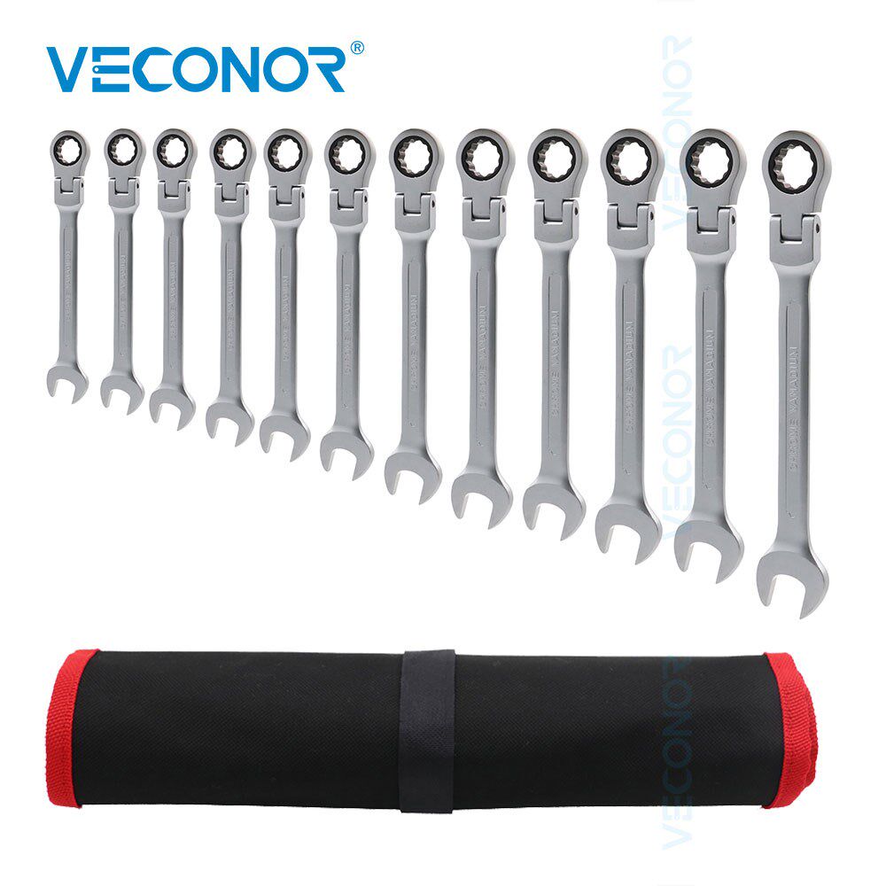 12Pcs Ratchet Wrench Key Set Ratcheting Spanner Car Tools Se