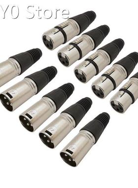 10Pcs 3 Pin XLR Plug Socket Connector XLR Male Female Jack M