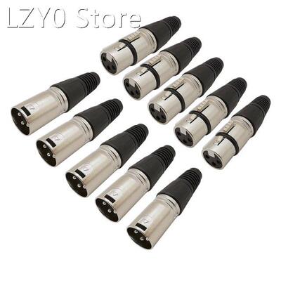 10Pcs 3 Pin XLR Plug Socket Connector XLR Male Female Jack M