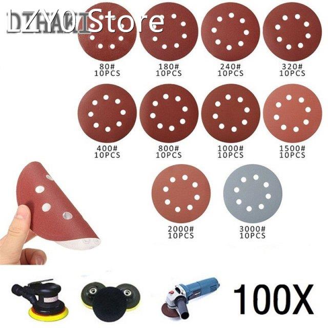 100pcs 5 Inch 125mm Round Sandpaper Eight Hole Disk Sand She