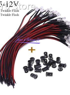 50Pcs Twinkle Flash DC 5-12V Clear 3mm 5mm Flashing LED With