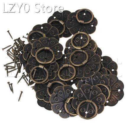 Iron Vintage Cabinet Dresser Jewelry Case Pull Handle Bronze