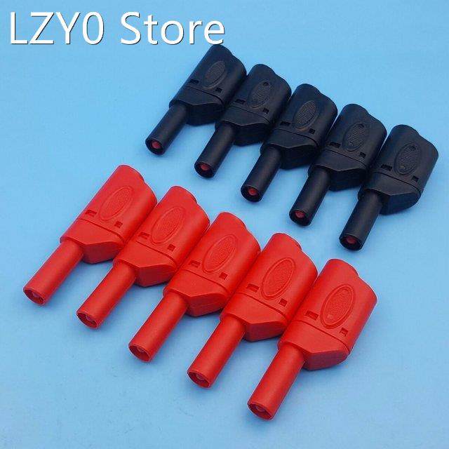 10pcs red black fully insulated 4mm male stackable banana pl