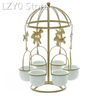 Ceramic Succulent Flower Pots with Iron Shelves Fashion Comb